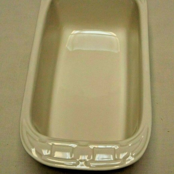 Longaberger Pottery Woven Traditions Heirloom Ivory Small Loaf Dish - Picture 5 of 11
